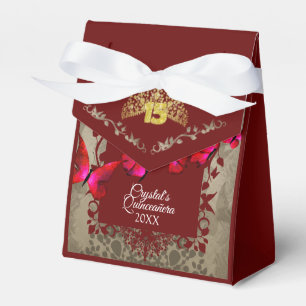 Caixa de Favor de Tiara Quinceanera, Vermelho, Bor