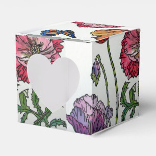 Caixa de Favor do Bolo de Casamento Floral Cor-de-