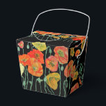 Caixa de Favor do Bolo de Casamento Floral Laranja<br><div class="desc">Laranja Papoila em flores Florais pretas Caixas de Bolo de Casamento. Projetado a partir de uma das minhas pinturas aquáticas.</div>