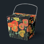 Caixa de Favor do Bolo de Casamento Floral Laranja<br><div class="desc">Laranja Papoila em flores Florais pretas Caixas de Bolo de Casamento. Projetado a partir de uma das minhas pinturas aquáticas.</div>