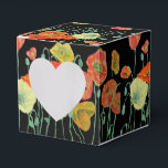 Caixa de Favor do Bolo de Casamento Floral Laranja<br><div class="desc">Laranja Papoila em flores Florais pretas Caixas de Bolo de Casamento. Projetado a partir de uma das minhas pinturas aquáticas.</div>