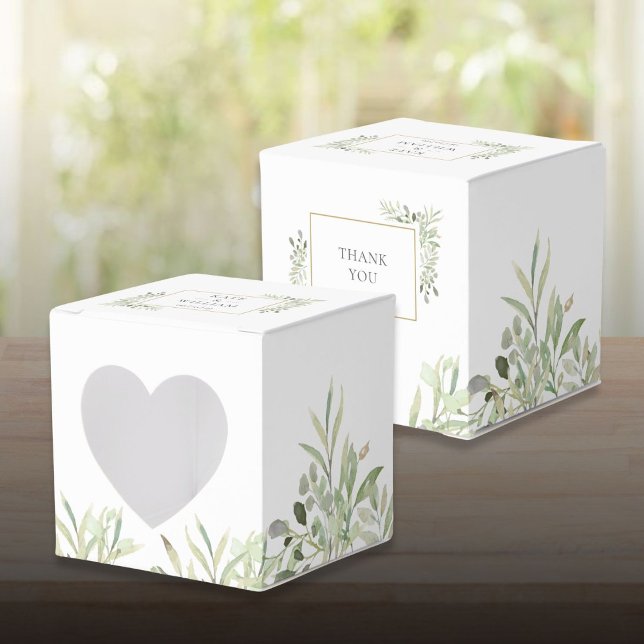 Caixa de Favor do Casamento Botânico Elegante Gree (Elegant Greenery Botanical Wedding Favor Box)