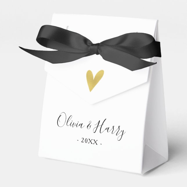 Caixa de Favor do Casamento Branco de Chic Dourado (Frente)