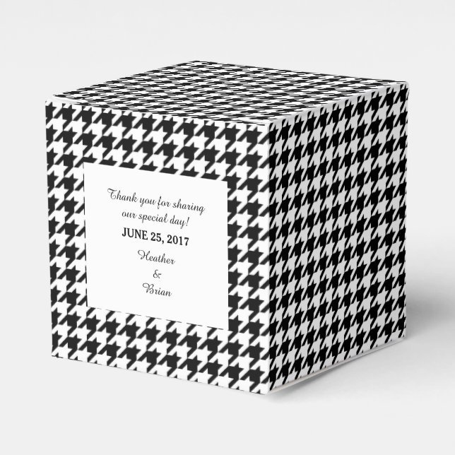 Caixa de Favor do Casamento de Black Houndstooth (Frente)