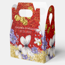 Caixa de Favor do Casamento de Borboletas Douradas