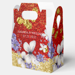 Caixa de Favor do Casamento de Borboletas Douradas