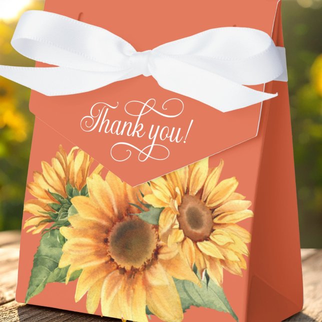 Caixa de Favor do Casamento de Girassol (Sunflower Wedding Favor Box)