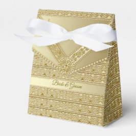 Caixa de Favor do Casamento Decorativo Dourado