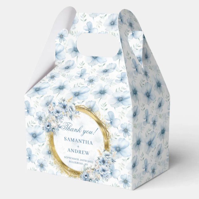 Caixa de Favor do Casamento Dourado Azul-Boêmia Aé (Aerial Bohemian Light Blue Gold Wedding Favor Box)