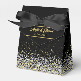 Caixa De Favor Do Casamento Dourado E Preto Elegan