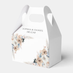 Caixa De Favor Do Casamento Floral De Ivory E Blue