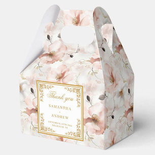 Caixa de favor do casamento floral de marfim branc