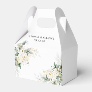 Caixa de Favor do Casamento Floral de Rosas Branca