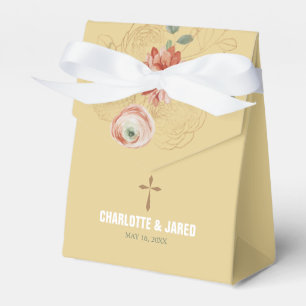 Caixa de Favor do Casamento Floral Dourado