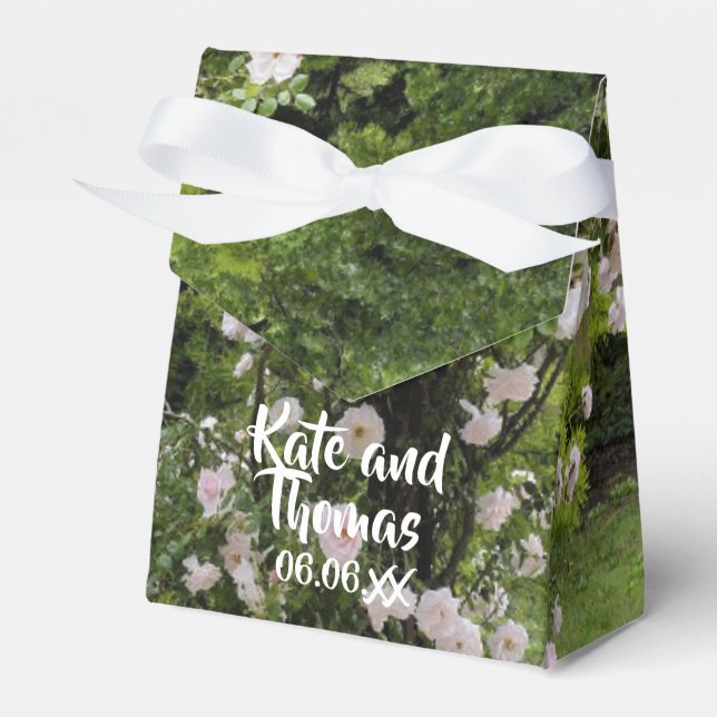 Caixa de Favor do Casamento Floral Rosa Rosa Rosa  (Frente)