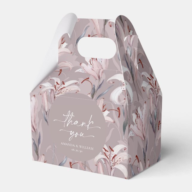 Caixa de Favor do Casamento Lilac Lily Elegante (Verso)
