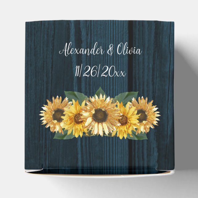 Caixa de Favor do Casamento Rustic Blue Sunflower (Topo)