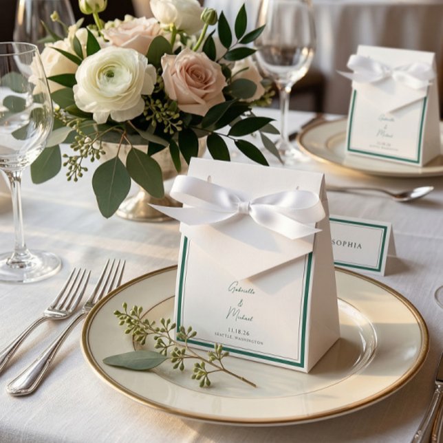 Caixa de Favor do Casamento Verde Elegante Emerald (Criador carregado)