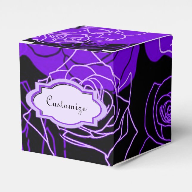 Caixa de Favor do Cubo Floral de Rosas Roxos de En (Frente)