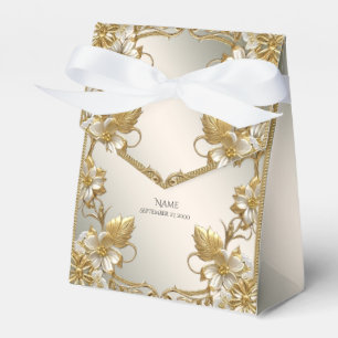Caixa de Favor do Ornamentado Dourado Branco Flora