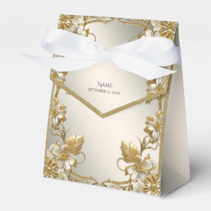 Caixa de Favor do Ornamentado Dourado Branco Flora