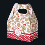 Caixa de Favor do Pão de Gingerpão de Natal bonito<br><div class="desc">Um lindo padrão de gengibre de Natal decora esta caixa de presentes. Tão fofo por ter passado bolinhos de Natal e guloseimas. Personalize-o com o seu nome. Projetado para você pelo Blackberry Boulevard.</div>