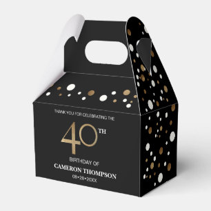 Caixa de Favor Dourada de Confetti Black aniversá