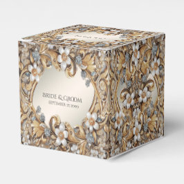 Caixa de Favor Dourado Branco Decorativo