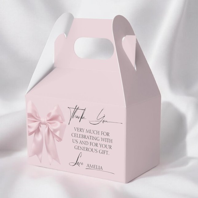 Caixa de Favor Elegante com Laço Rosa para Chás de (Criador carregado)