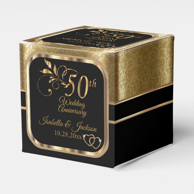 Caixa de Favor Elegante de 50º Aniversário de Casa (Frente)