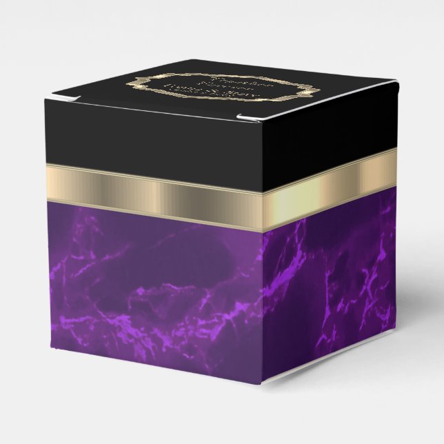 Caixa de Favor Elegante Mármore Roxo e Dourado (Frente)