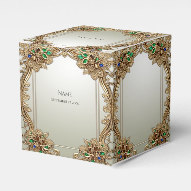 Caixa de Favor Elegante Ornamentada a Ouro (Frente)