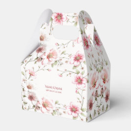 Caixa de Favor Elegante Rosa Branca Floral