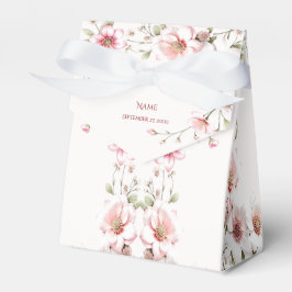 Caixa de Favor Elegante Rosa Floral Branca