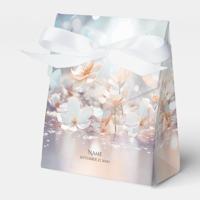 Caixa de Favor Floral de Pêssego Branco (Frente)