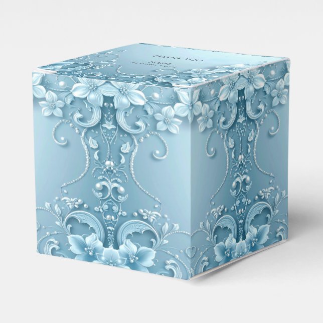 Caixa de Favor Floral Decorativa Azul (Frente)