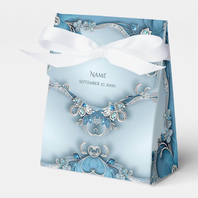 Caixa de Favor Floral do Ornamentado Azul (Frente)