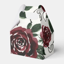 Caixa de Favor Floral Rosas Vermelhas Escuras
