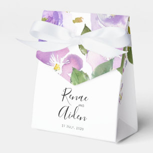 Caixa de favor floral roxo, casamento mauve