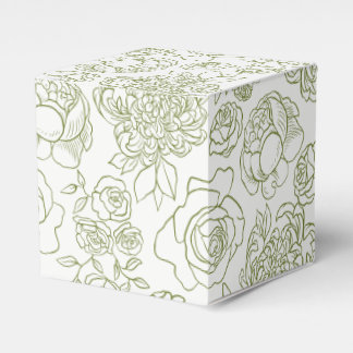 Caixa de Favor Floral Sage Verde & Branco Quente
