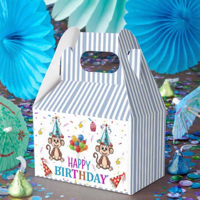 Caixa de Favor Gable de Aniversário Monkey Cupcake (Festa)