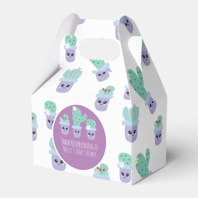 Caixa de Favor Grato Cacto Fofo em Padrão Cartoon (Frente)