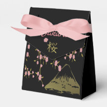 Caixa de Favor Japonês Preto Dourado Sakura Rosa I