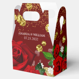 Caixa de Favor Luxurioso de Casamento Burgundy