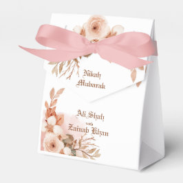 Caixa de Favor Nikah Mubarak em Rosa Dourado Flora