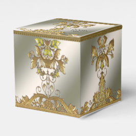 Caixa de Favor Oral Decorativa Dourada Elegante