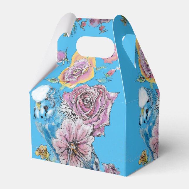 Caixa de Favor para Bolo de Casamento Budgie com R (Frente)
