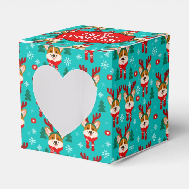 Caixa de Favor para Cão Corgi de Natal Feliz (Frente)