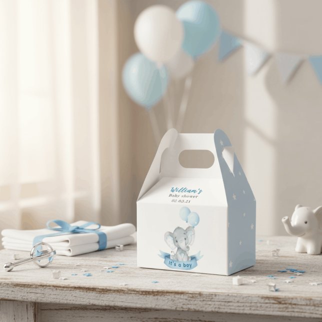 Caixa de Favor para Chá de Bebê do Elefante Azul (Criador carregado)