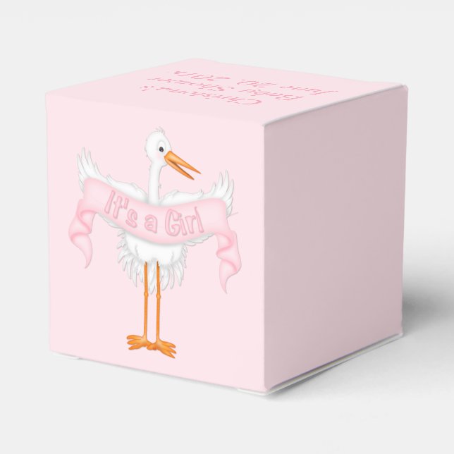 Caixa de Favor para Chá de Bebê It's A Girl Stork (Verso)